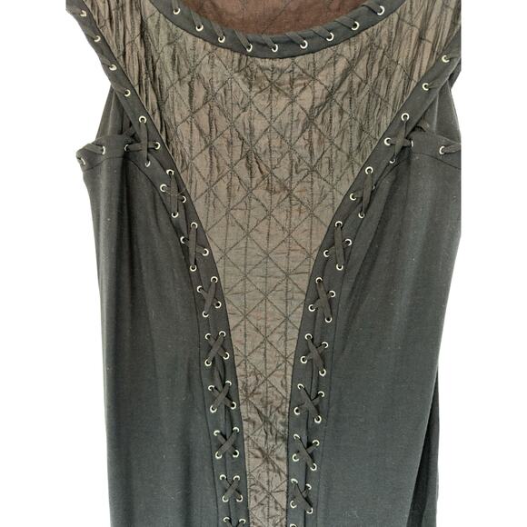 All Saints Spitafields Black Fairy Grunge Quilted Whipstitch Shirt Dress Size 8 - Picture 5 of 9